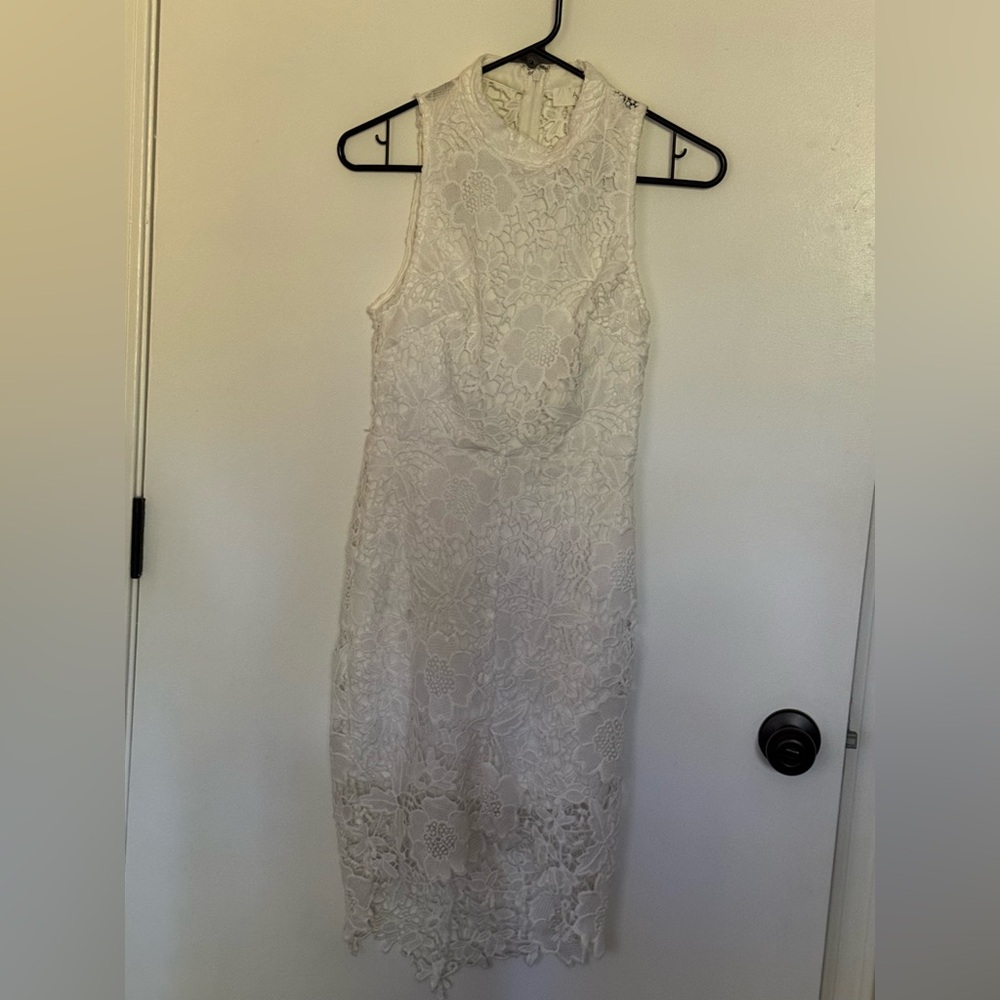 Astr Ivory Lace Midi Dress
